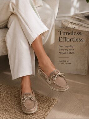 Sperry Taupe Suede Moccasins with 360° Lacing